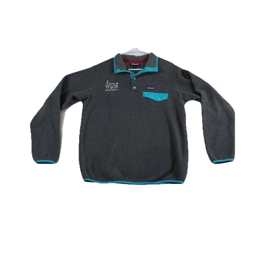Patagonia Synchilla Fleece Jacket Womens Medium Gray Snap-T Lightweight Pullover
